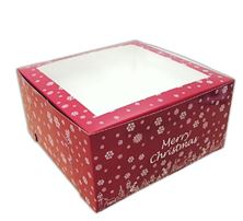 Picture of CHRISTMAS WINDOW CAKE BOX 10 INCH X 5 INCH HIGH OR 10 X 5CM